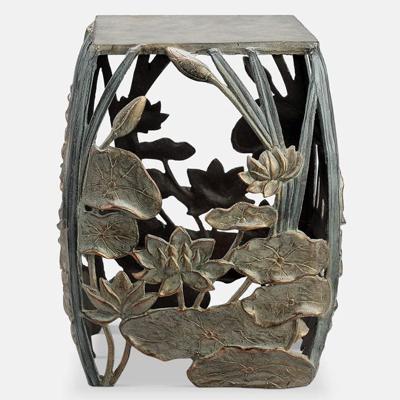 Viridian Bay Ming Collection Water Lilies Garden Stool and Accent Table - copper & bronze garden stools - B0BDC2PLKL
