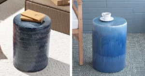 Blue Garden Stool - Buyers Guide - Discovering Deals (two blue garden stools outdoors)