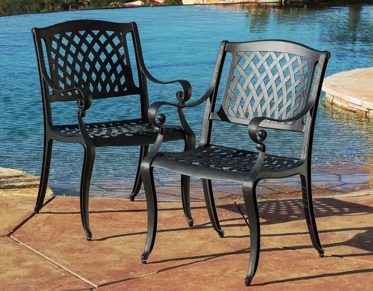 Christopher Knight Home Hallandale Outdoor Aluminum Chairs, 2-Pcs Set, Black Sand