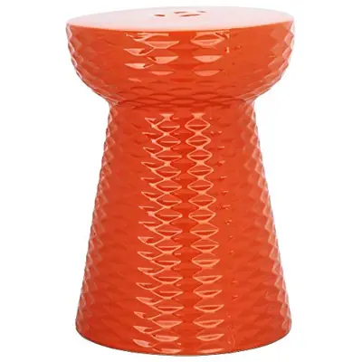 Safavieh Daphne Glazed Ceramic Decorative Garden Stool, Orange - orange ceramic garden stools - B00OFLNU7U