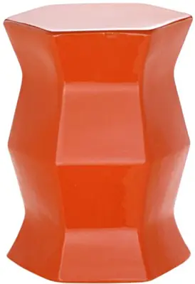 Safavieh Modern Hexagon Ceramic Decorative Garden Stool, Orange - orange ceramic garden stools - B00R8E4A5W