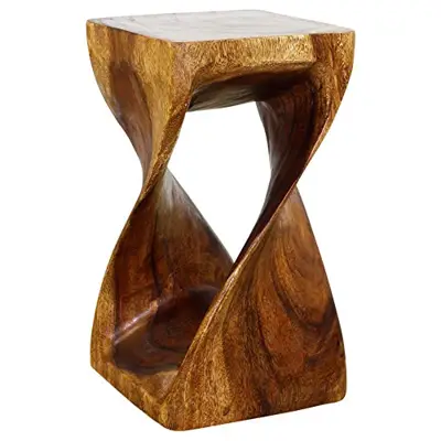Haussmann Twist Stool 10 in SQ x 18 in H Walnut Oil - wooden garden stools - B00C64IMKI