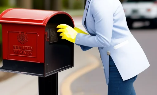 Cleaning a Cast Aluminum Mailbox - a woman cleans a metal curbside mailbox