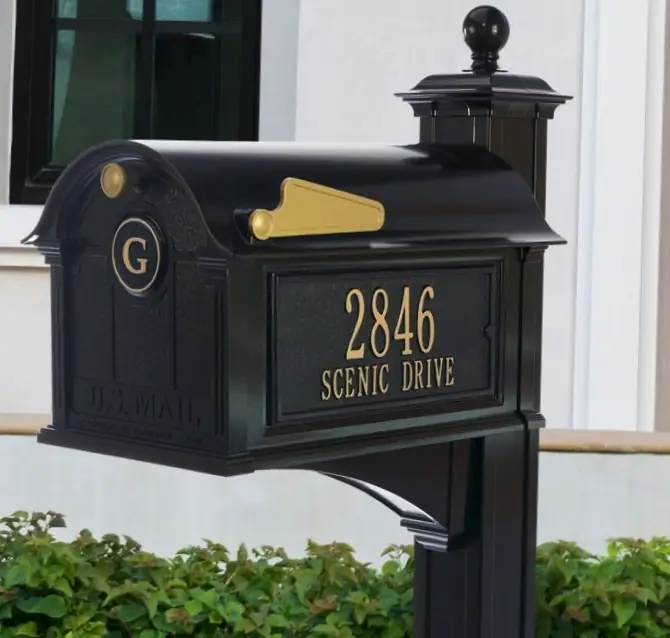 best aluminum mailbox - Whitehall Balmoral Mailbox with Side Address Plaques, Monogram & Post Package Black