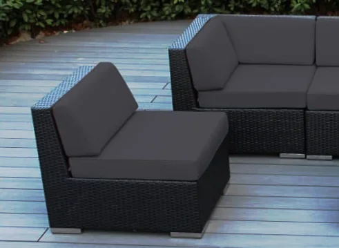 best sunbrella conversation sets - genuine ohana outdoor patio wicker furniture sectional 7pc Sofa Set (Sunbrella Coal) review armless chair