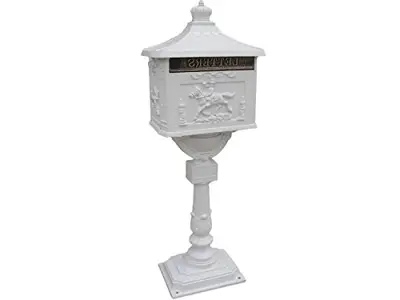 Wakrays Mail Box Heavy Duty Mailbox Postal Box Security Cast Aluminum Vertical Pedestal (White) - heavy duty cast aluminum mailboxes - B01LYAXR6D