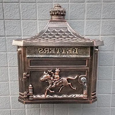 CAV001 French Victorian Style Vintage European High-Grade Rainproof Cast Aluminum Mailbox Crafts Retro Old Style Letterbox Newspaper Boxes Wall Mounting Antique Bronze Color - Victorian cast aluminum mailboxes - B016COVMAE