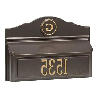 Whitehall 11249 Colonial Wall Mailbox with Mailbox Plaque & Monogram Bronze and Gold - wall mount cast aluminum mailboxes - B08TW1PRV5
