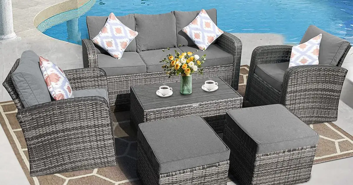Stylish and Useful - The Types of Outdoor Conversation Sets - gray chat furniture for your patio near a pool