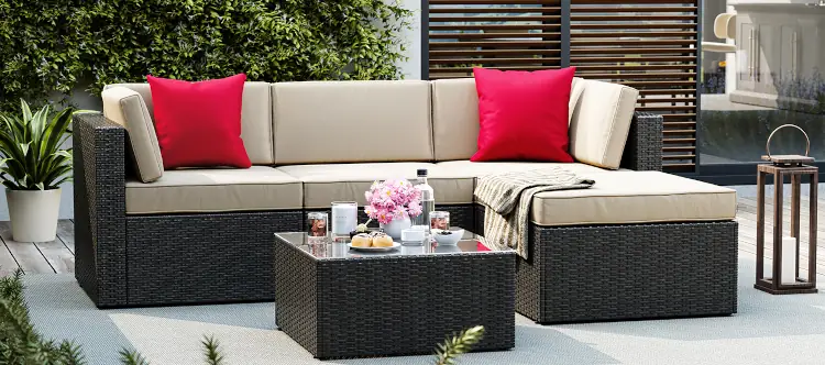devoko 5 pieces patio furniture set all-weather outdoor sectional - devoko patio furniture 01